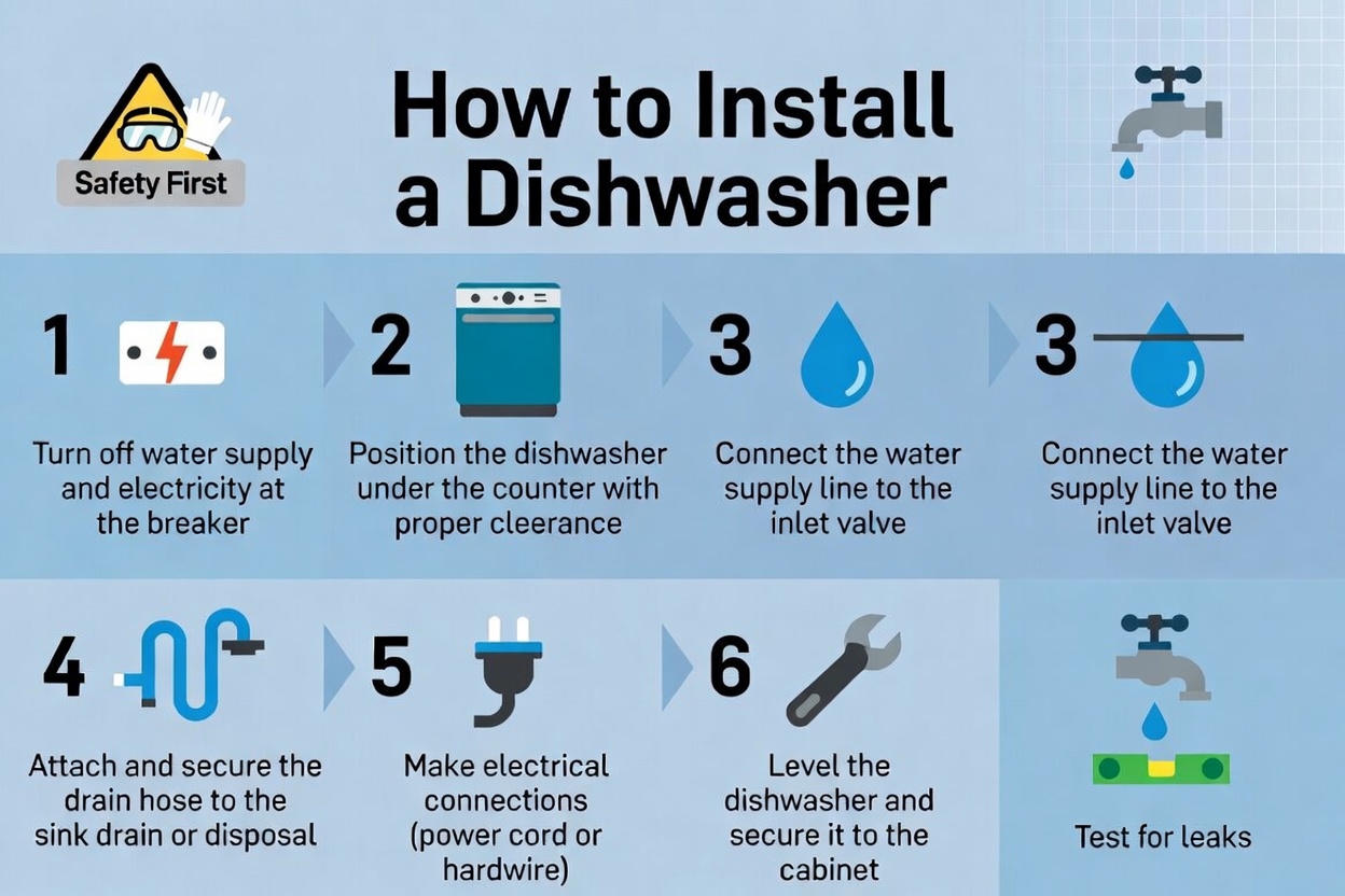how to install a dishwasher