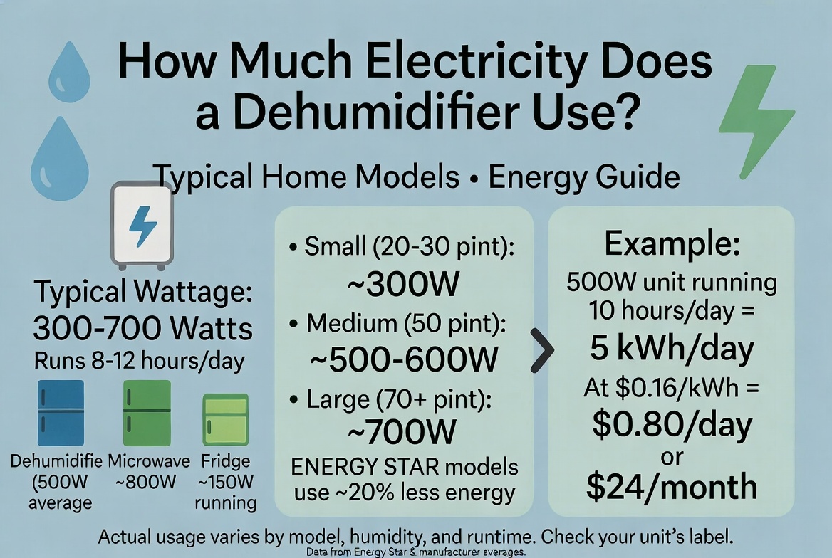 How Much Electricity Does a Dehumidifier Use