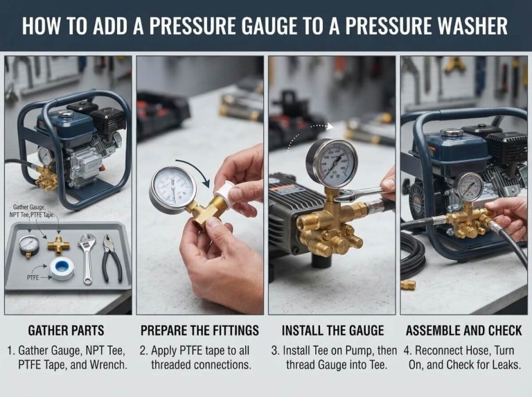 How to Add a Pressure Gauge to a Pressure Washer