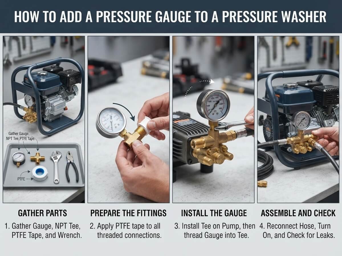 How to Add a Pressure Gauge to a Pressure Washer