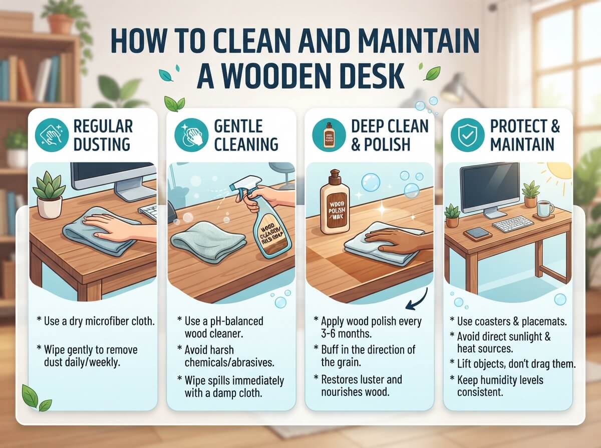 How to Clean and Maintain Your Wooden Desk